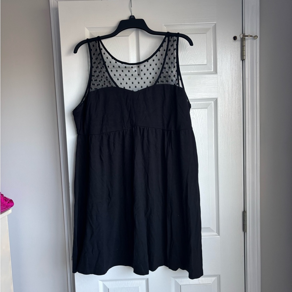 Torrid Black Dress with Sheer Polka Dot Detail